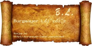 Burgmayer Lázár névjegykártya